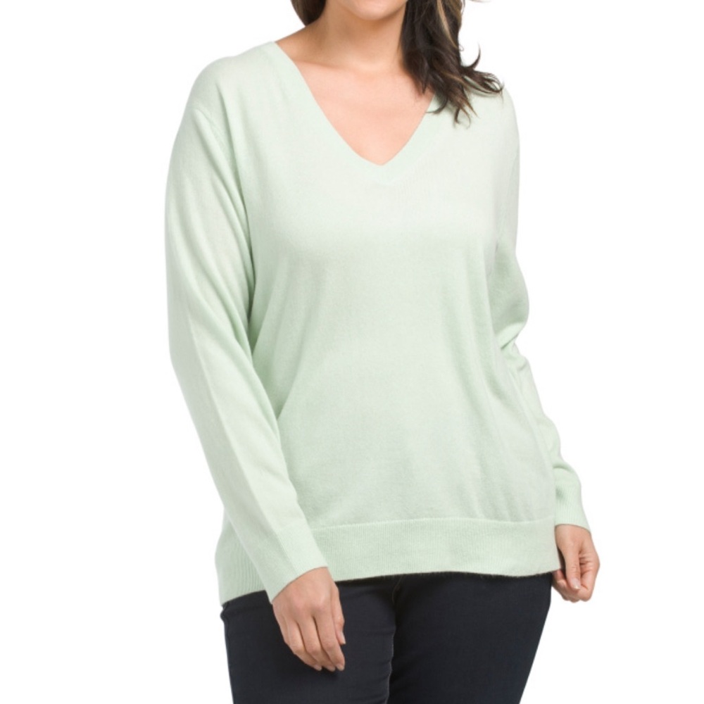 Vince 100% Cashmere Sweater Womens 2X Seafoam Green V Neck plus size